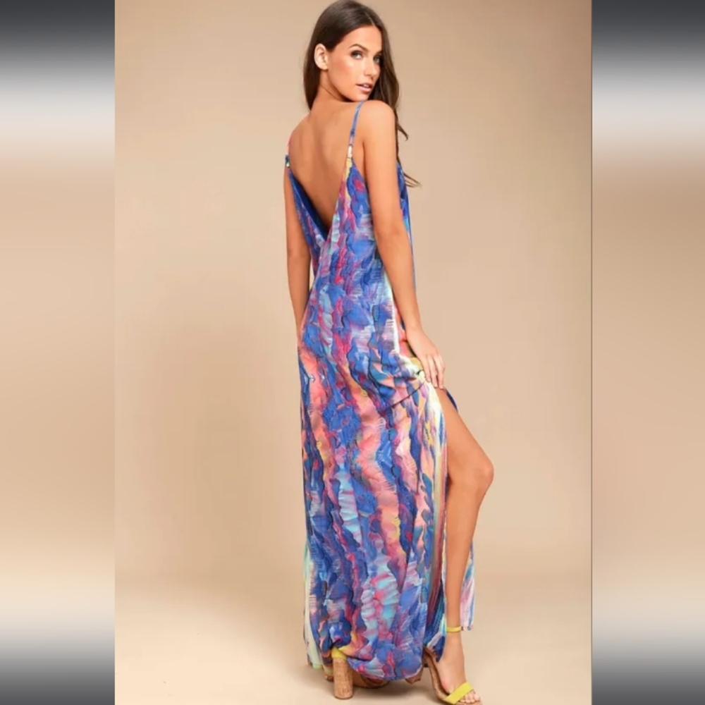 chinese dress ladies Watercolor Floral Maxi Dress